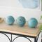 4" Blue Paper Mache Carved Decorative Ball Orbs Set